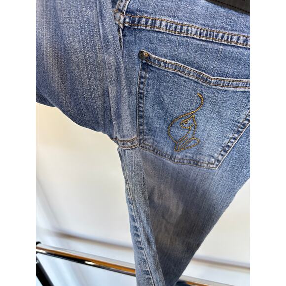 Baby Phat Y2K Cuffed Medium Wash Jeans 2000s McBling Jersey Shore EUC Womens 3 - Picture 9 of 12